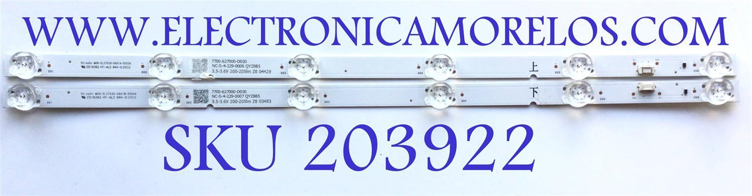 KIT DE LEDS PARA TV ( 2 PZ ) NUMERO DE PARTE NC-S-4-229-0006 / 7700-627000-D020 / SHINEON M08-SL27030-0601A-5553A / QYZ8B5